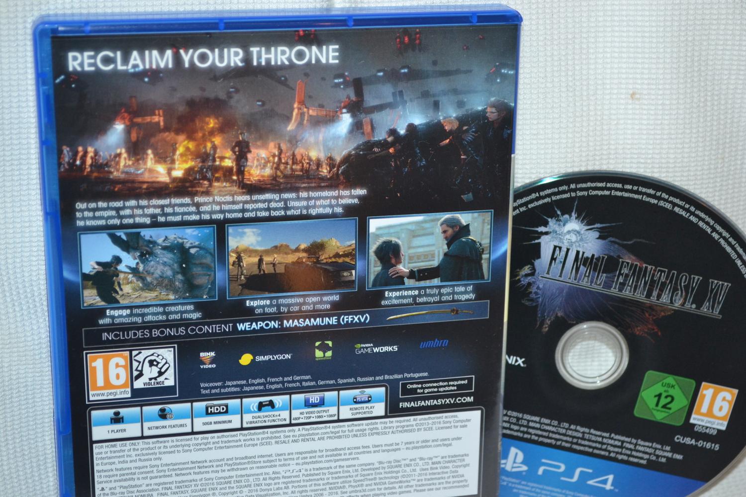 Final Fantasy XV Day One Edition PS4 Playstation 4 Fint Skick