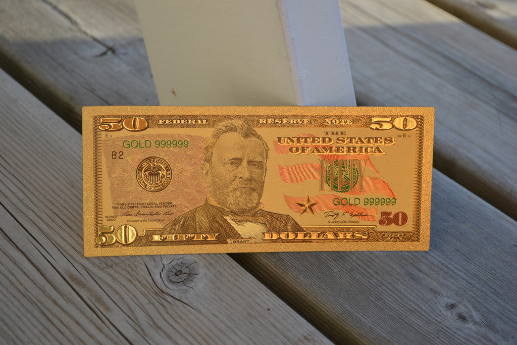 USA 50 Dollar Sedel Ulysses S. Grant (Souvenir) Guld Pläteri