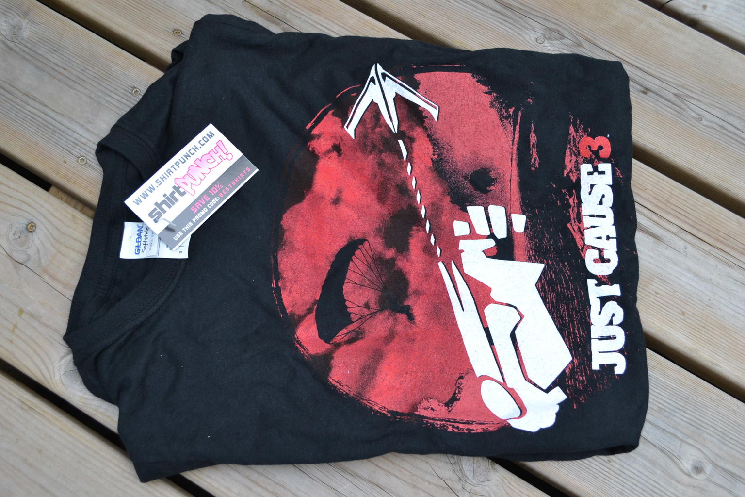 Just Cause 3 T-shirt (S) Svart/Röd "Grapple Hook" Shirtpunch