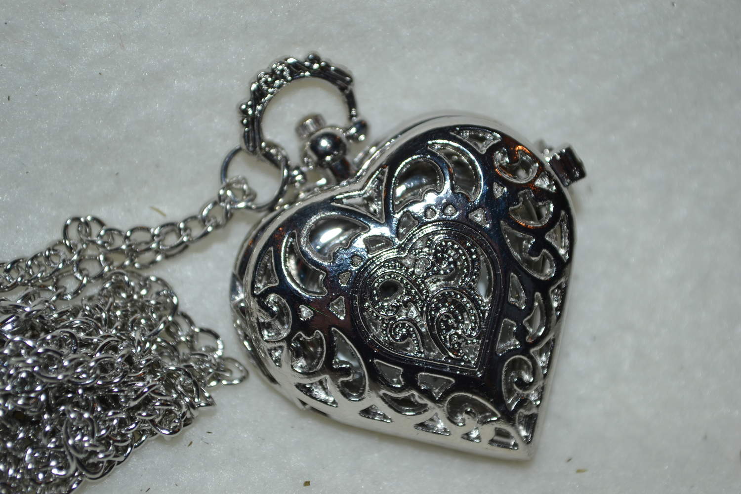 Fickur Hjärta Silver Plätering Mellan Fickur (Quartz) Halsband Ny