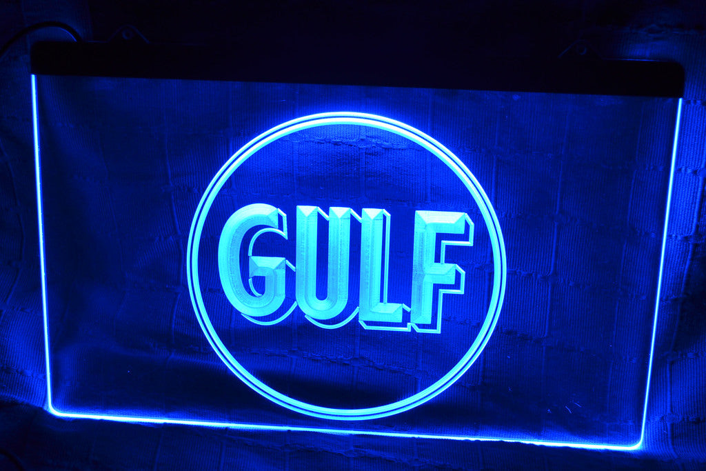 Gulf Blå LED Reklamskylt Skylt Logo Ny