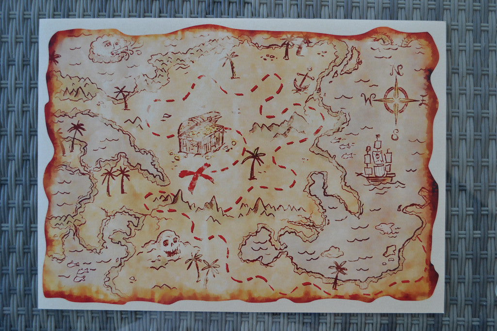 Skattkarta Barn Pirater/Äventyr Poster Affisch 42*30cm Ny