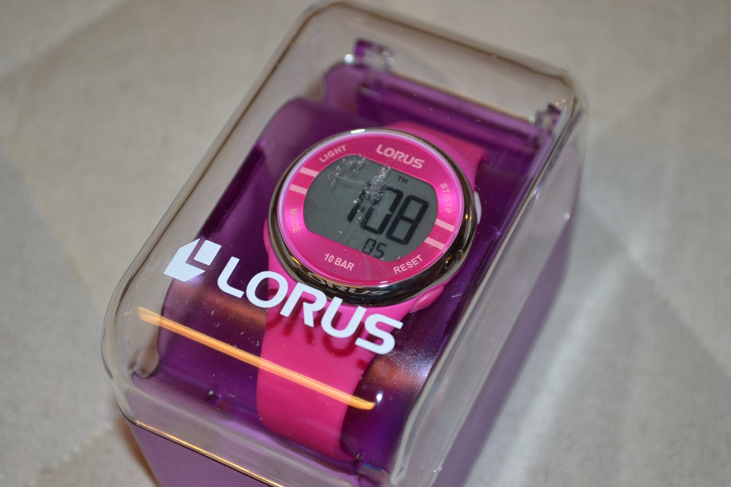 Lorus Rosa Digital Armbandsur Klocka Träning 38mm R2343NX9 Plast Ny