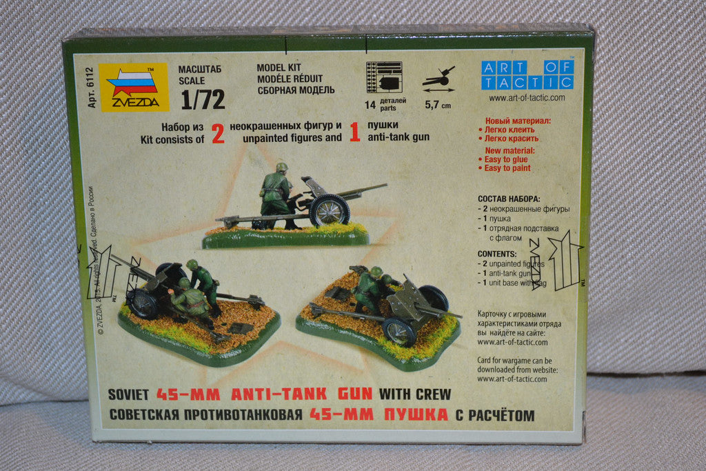 Soviet 45mm Anti-Tank Gun 1:72 Zvezda (ZV6112) 2st Figurer +