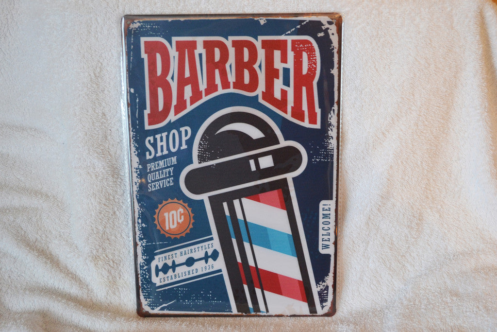 Barbershop Frisör m. Klassiska Skylten Plåtskylt (20*30cm) Skylt Ny