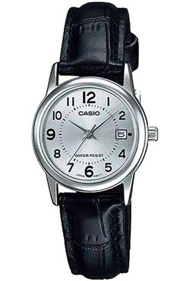 Casio Classic Metall Svart Läder Armbandsur Klocka 25mm LTP-V002L-7B Ny