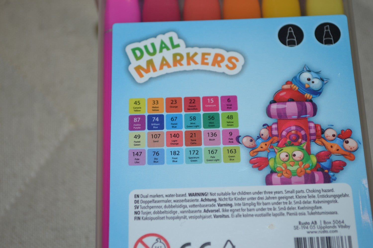 24 st Tuschpennor Pastell Dubbelsidiga Vattenbaserade Längd 14cm Ny