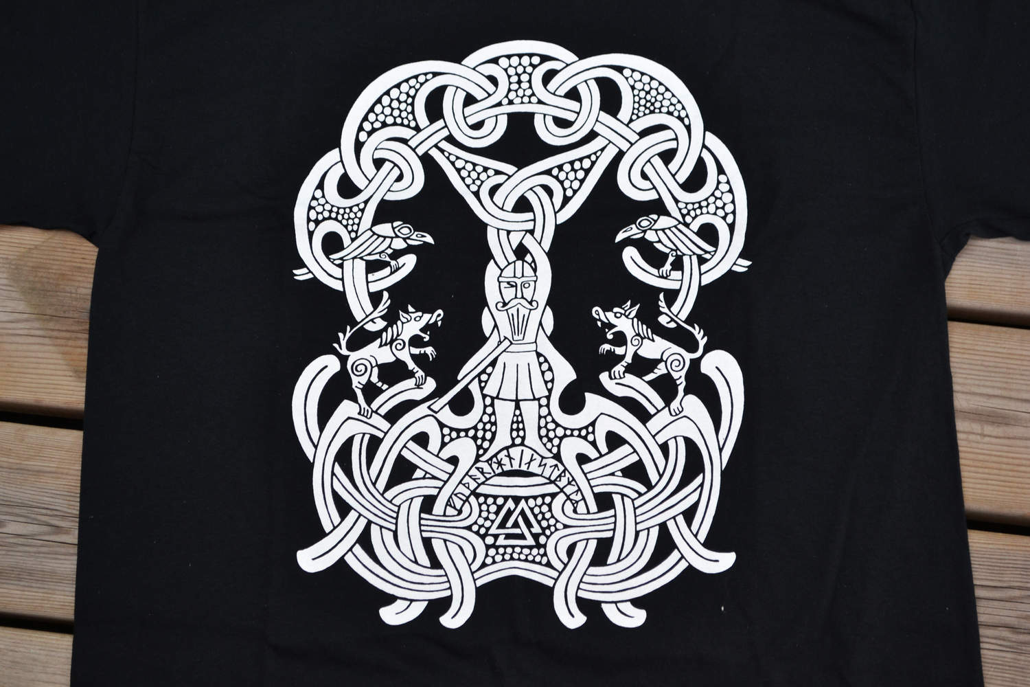 Odins Upptäckt av Runorna Valknut, Runskrift Viking T-Shirt Tröja Strl M Man Ny