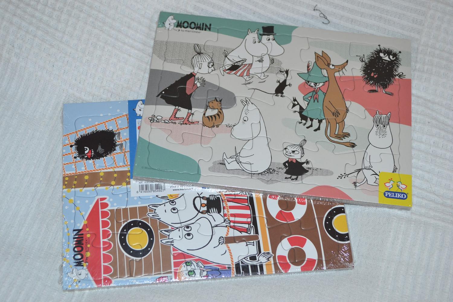 2st Pussel Mumin (På Båt Resa, Letande på mark) A5 21*15cm Ny
