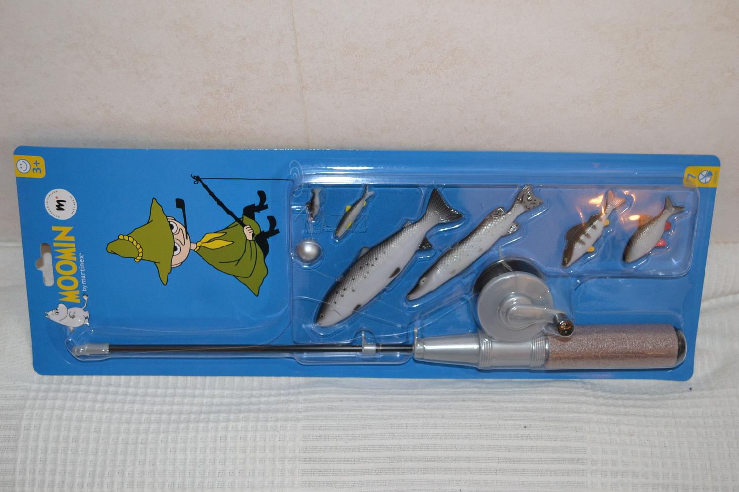 Snusmumrikens Fiskeset FISKESPÖ o Fiskar 4-13cm Lax, Gädda, Aborre mm Ny