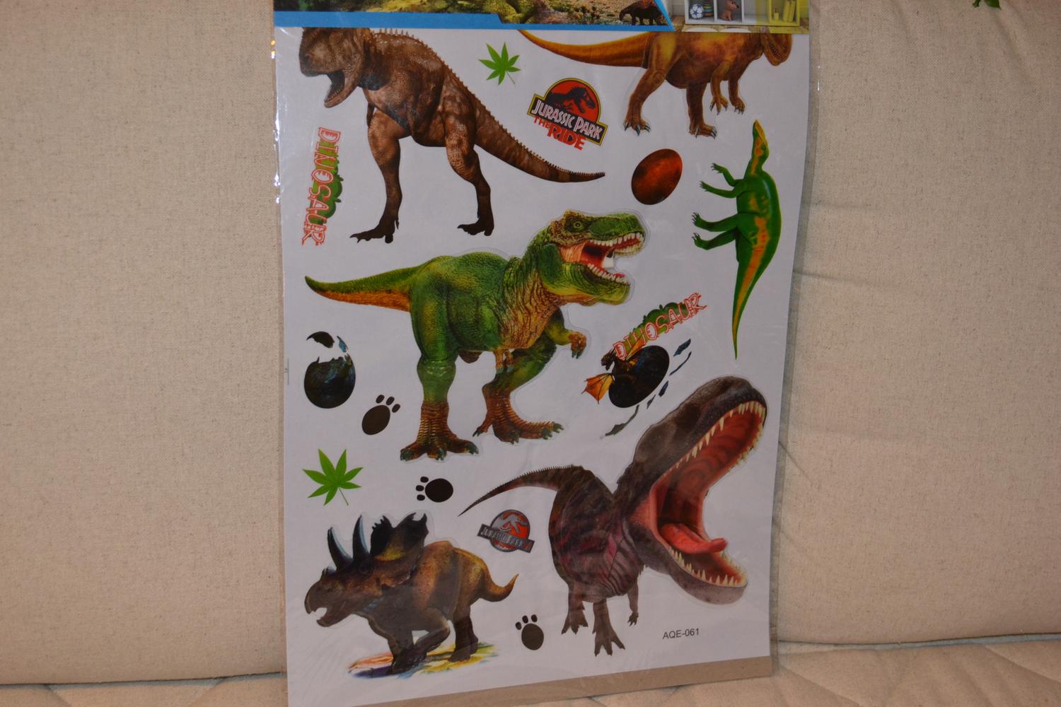 Jurassic Park Dinosaurier Nr 2 Stora Klistermärken 2-28cm (3D Effekt) Ny