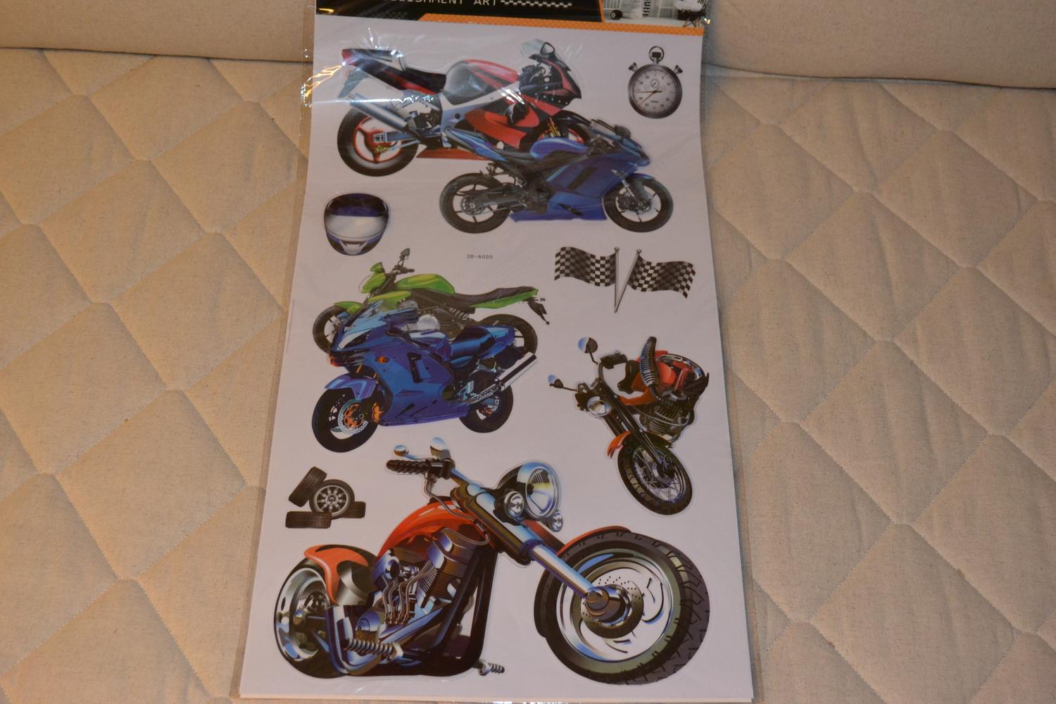 Motorcyklar Cross Stora Klistermärken 30cm (8st) o TIllbehör 3D Ny