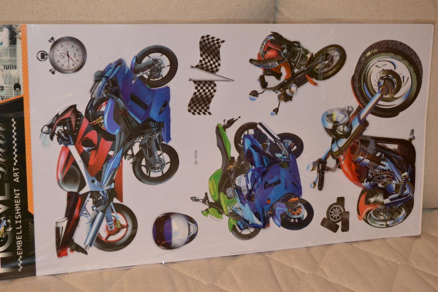 Motorcyklar Cross Stora Klistermärken 30cm (8st) o TIllbehör 3D Ny