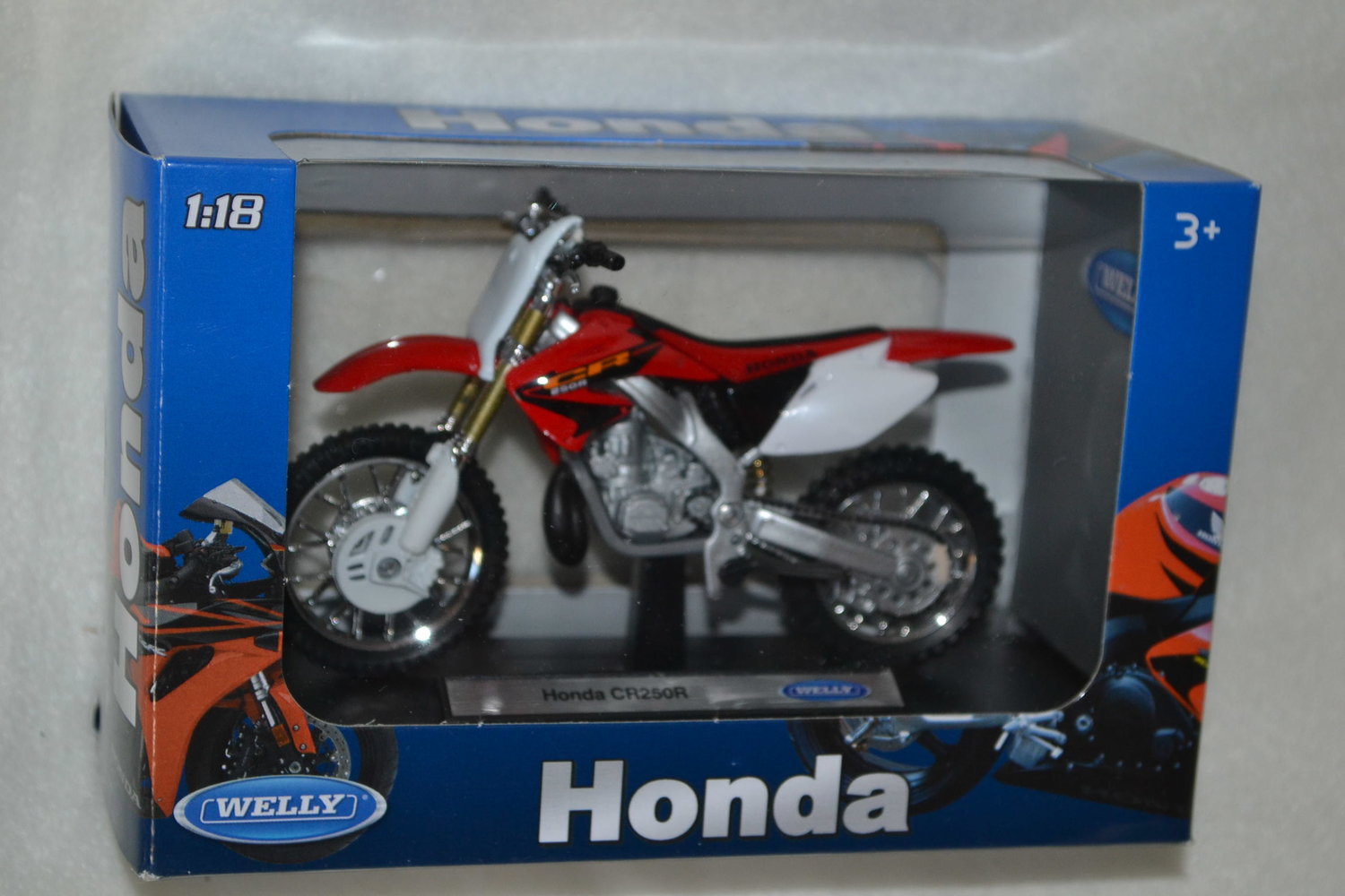 Honda CR250R Röd/Vit 1:18 Welly 12cm (Motorcykel MC) Ny