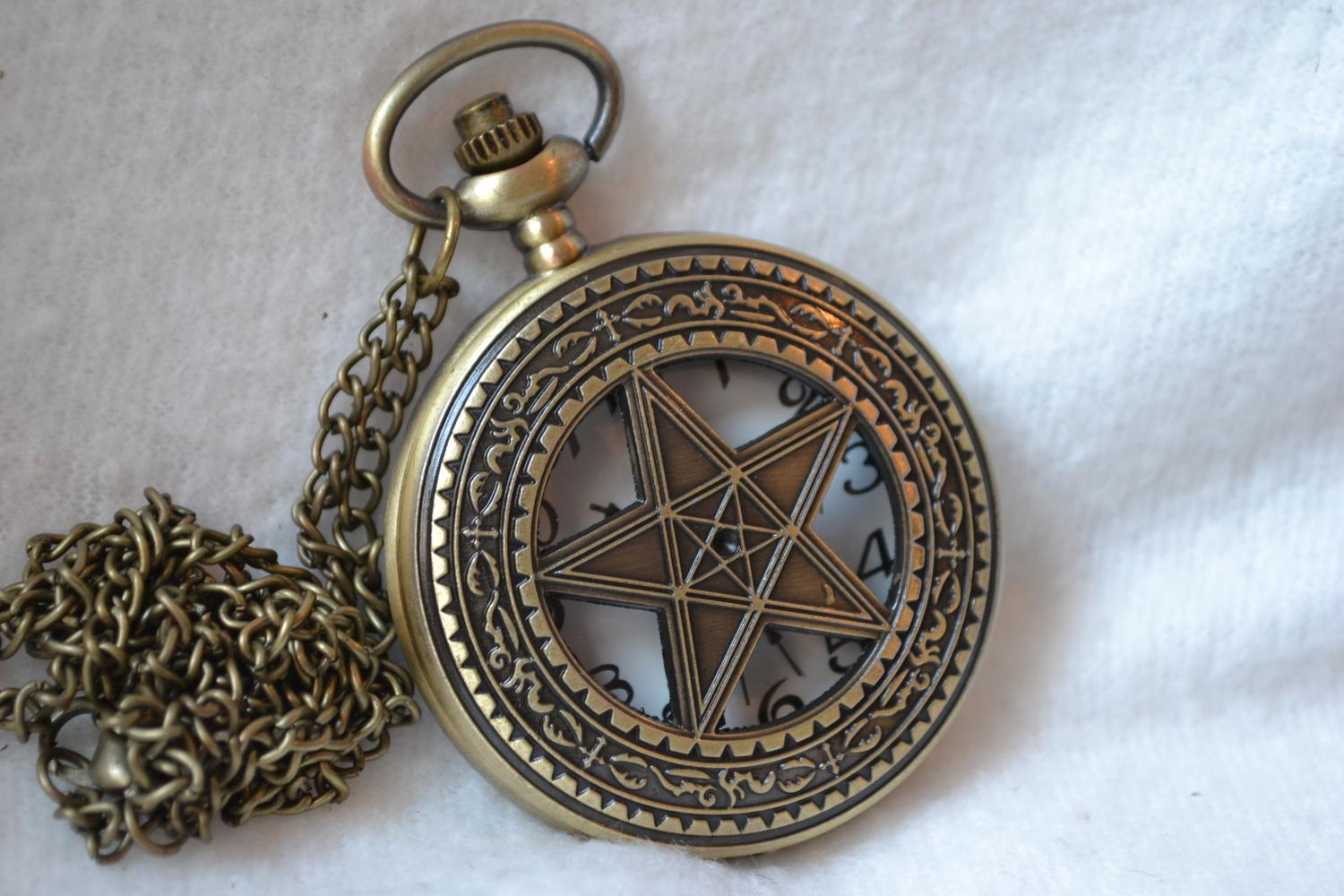 Stjärna Satan Djävulsstjärnan Fickur (Quartz) Halsband Ny