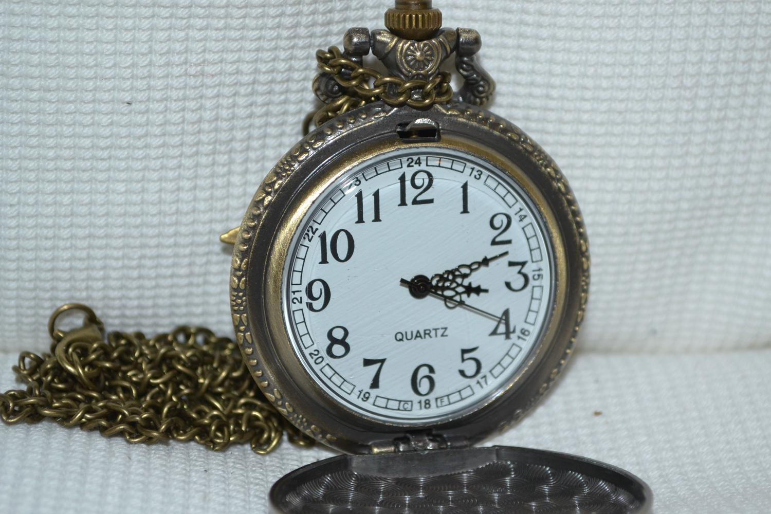 Iron Man Brons m. Färg Fickur (Quartz) Halsband Ny