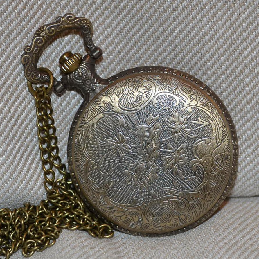 Varg, Huvud Fickur Brons/Vintage Klocka, Halsband Ny