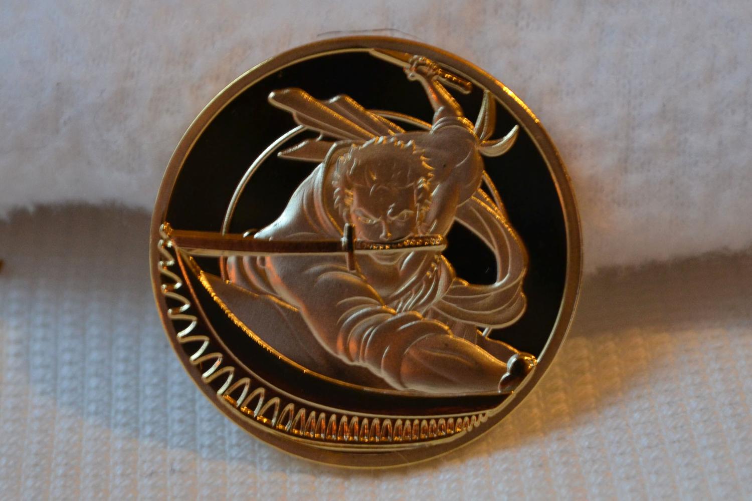 Mynt Zoro 3,5cm Guldplätering fr. One Piece Ny