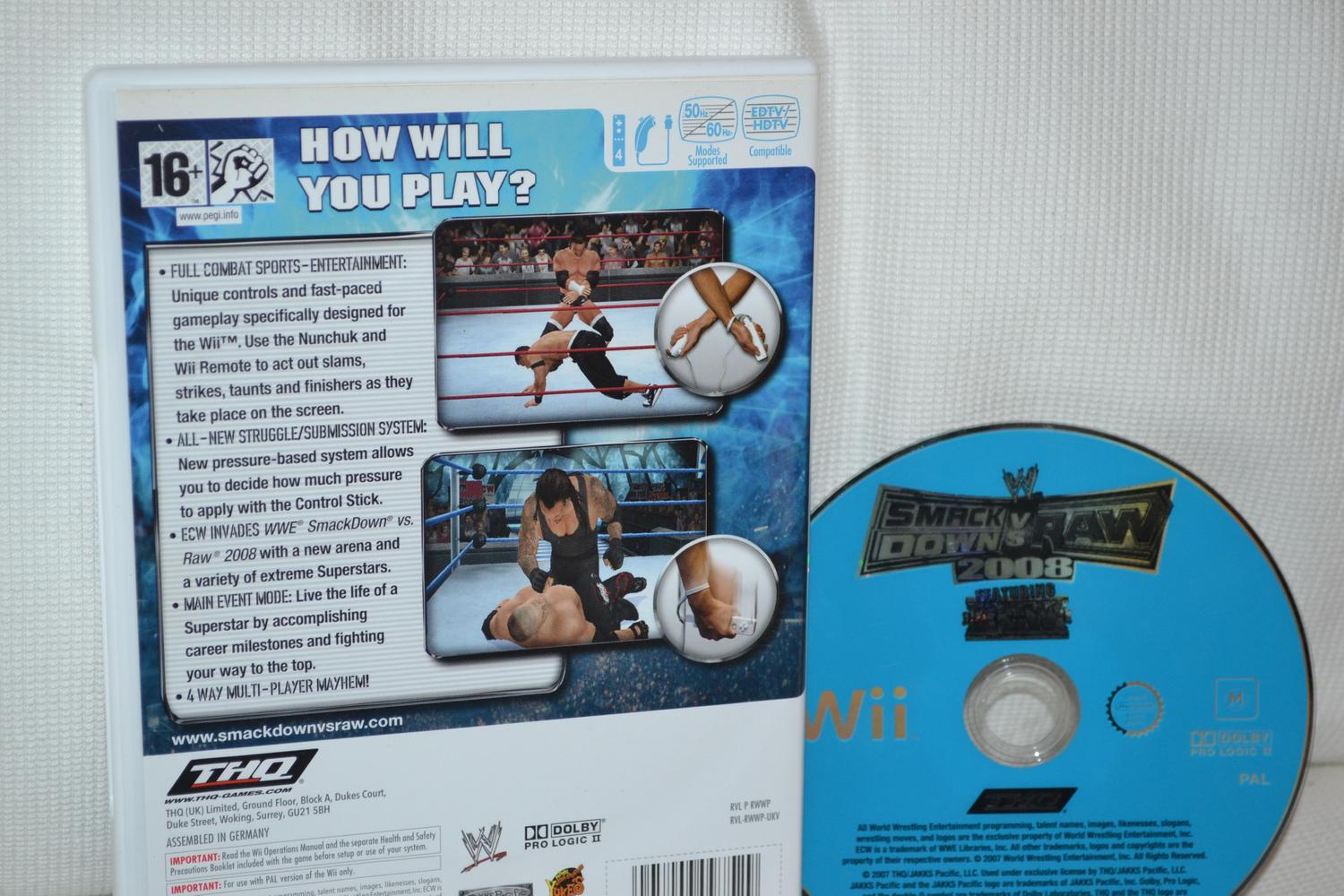 SmackDown Vs Raw 2008 Wii (Utan manual) Nintendo Fint Skick