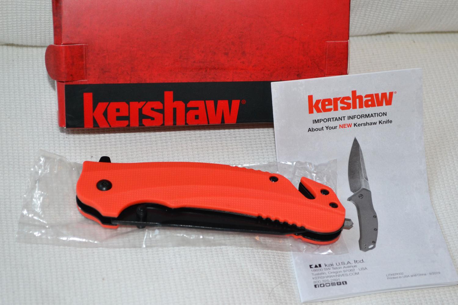 Kerschaw Barricade Fällkniv Folder 8650 (Räddning Kniv) Orange Liten 22/12cm Ny