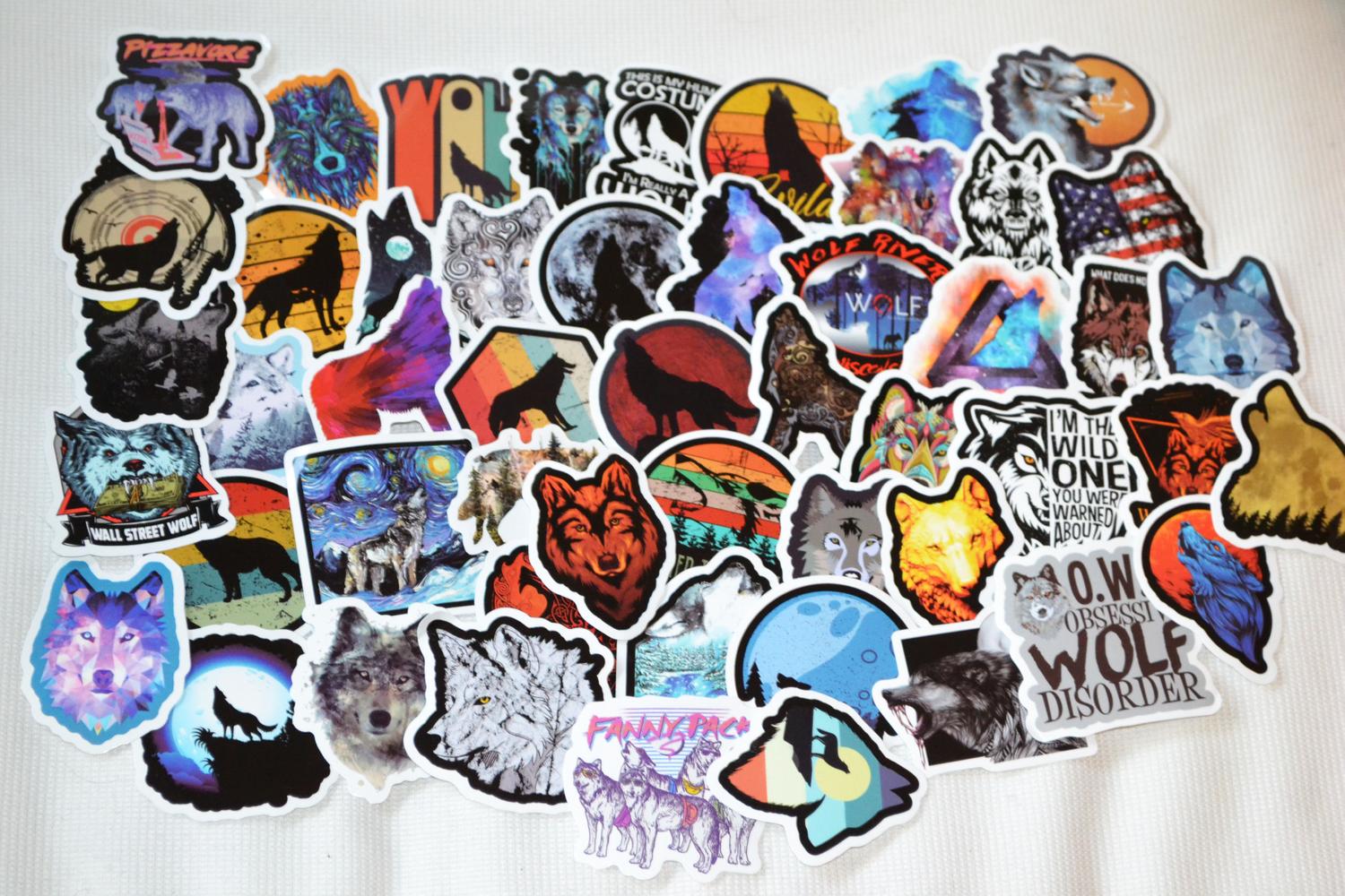 Vargar Varg Wolf Natur Fri 50st Klistermärken 8-6cm Ny