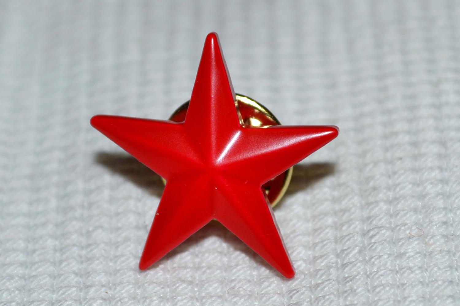 Röd Stjärna Stilren Kommunism m. Emalj Brosch Pin 2cm Ny