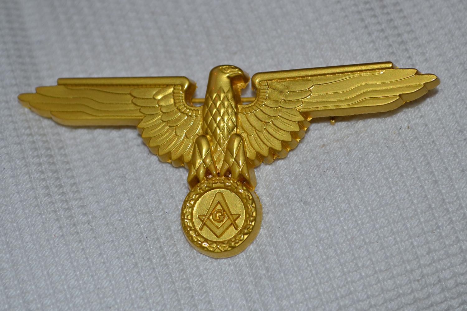 Frimurarordern Templar Örn Guldplätering Brosch Pin 7cm Ny