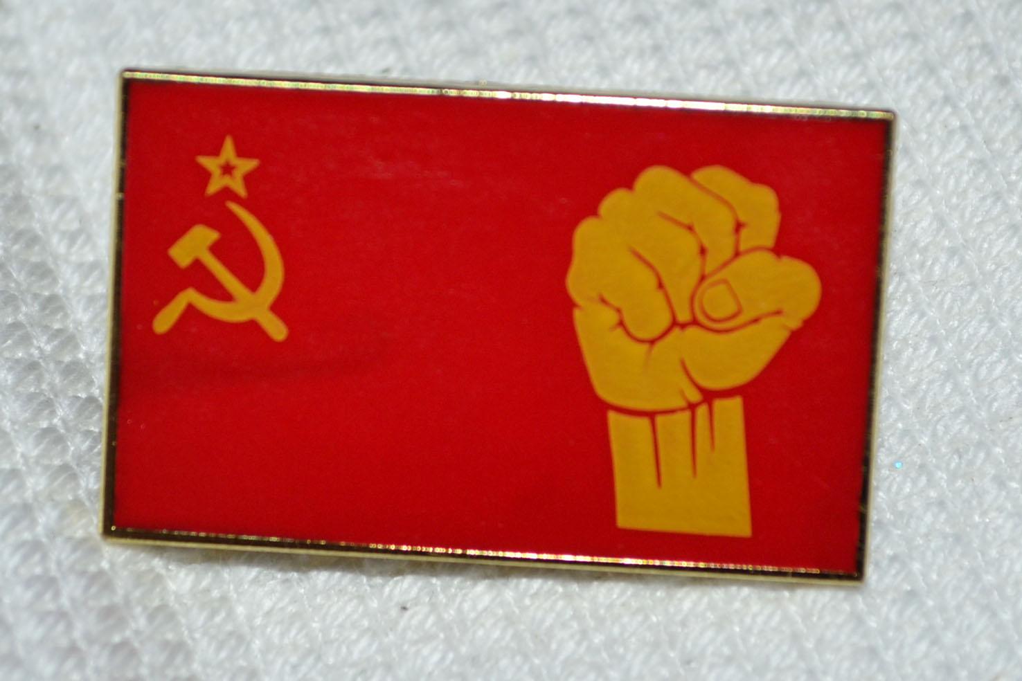 Sovjet CCCP Flagga m. Näve m. Emalj Röd Brosch Pin 3cm Ny