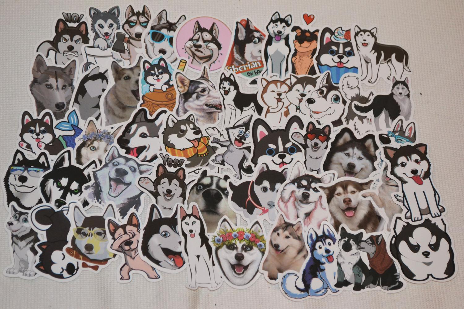 Siberian Husky Hund 50st Klistermärken (Ca 7-4cm St) Ny