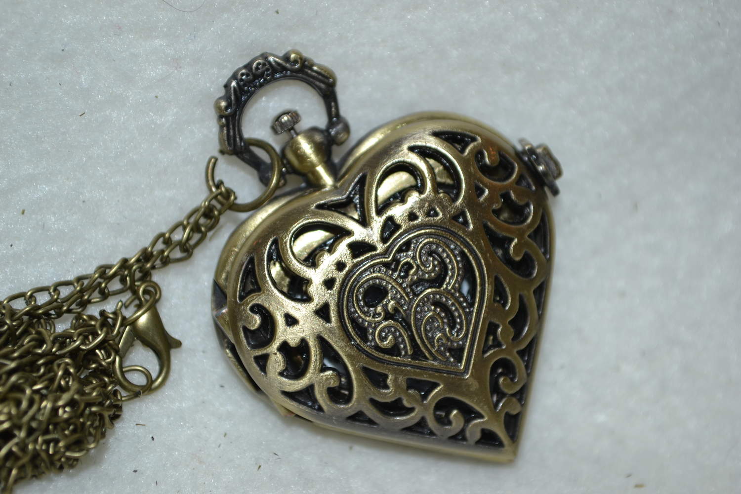 Fickur Hjärta Brons Mellan Fickur (Quartz) Halsband Ny