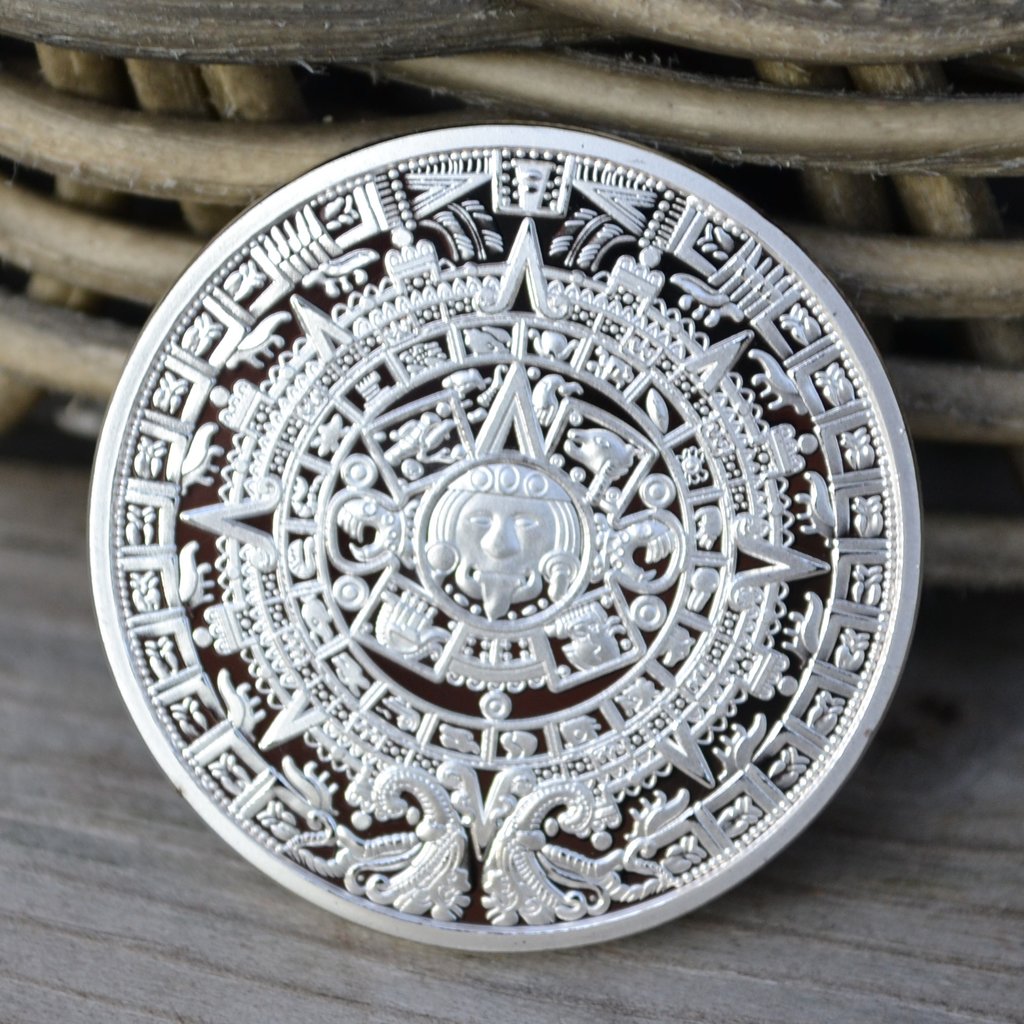 Aztec Mayan 2012 Kalender Mynt USA Silverplätering Ny