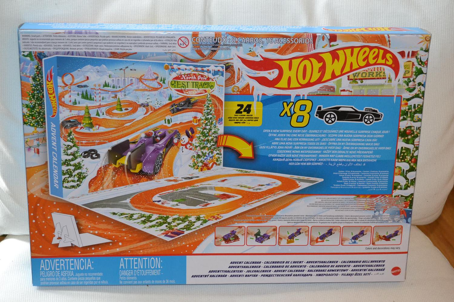 Julkalender 2021 Hot Wheels (24st Dagar Luckor, 8bilar) Hotwheels 1:64 Ny