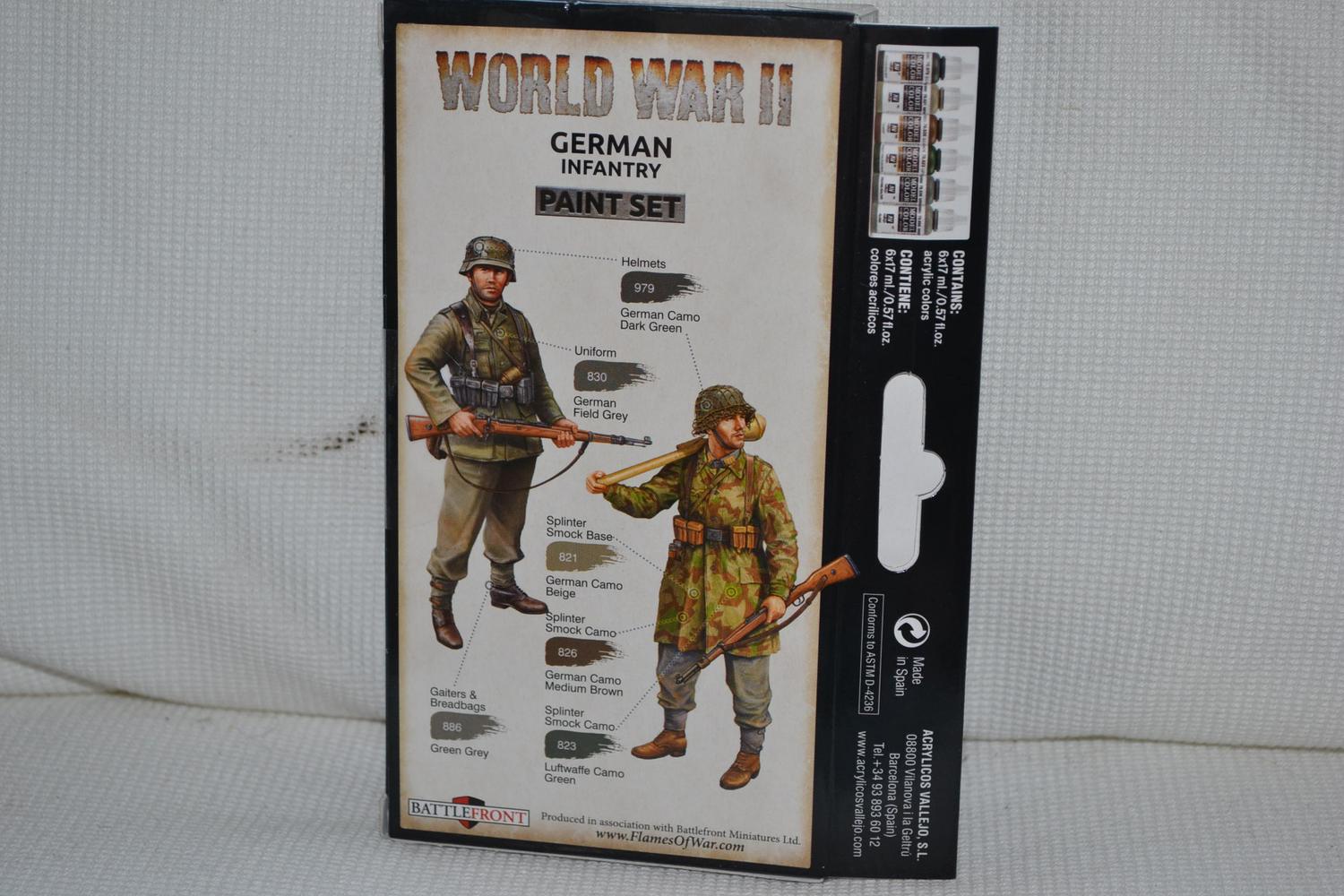 WWII German Infantry Paint Set Vallejo (6st Färger 17ml) Tyskland Ny