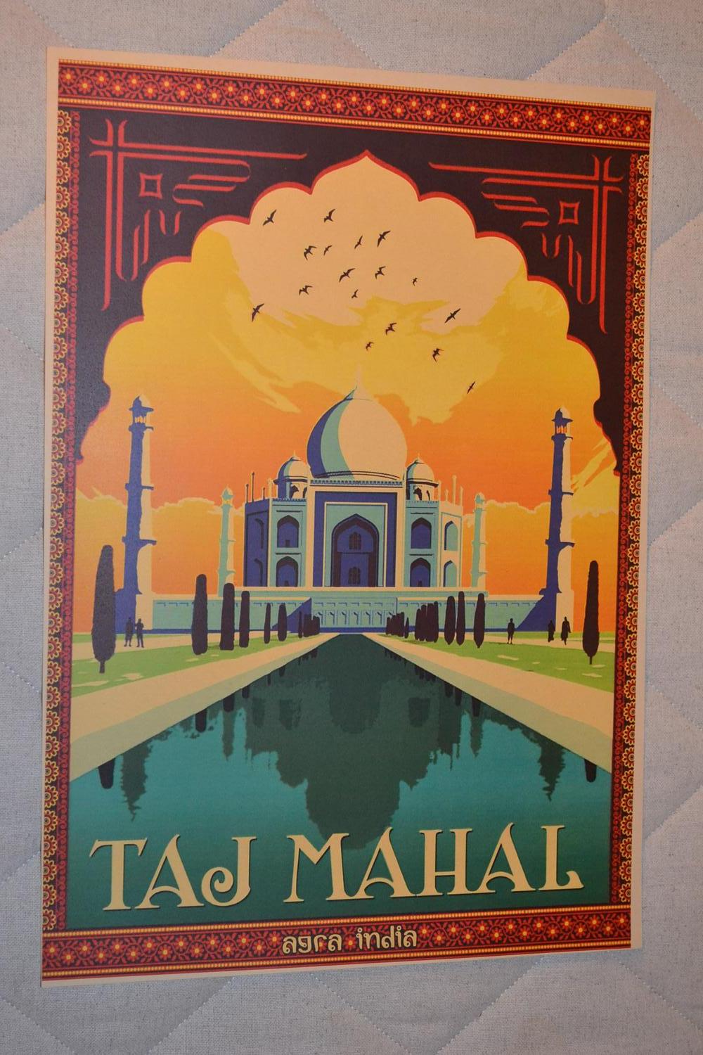 Taj Mahal Indien Klassisk Stilren Poster Affisch 30*42cm Ny