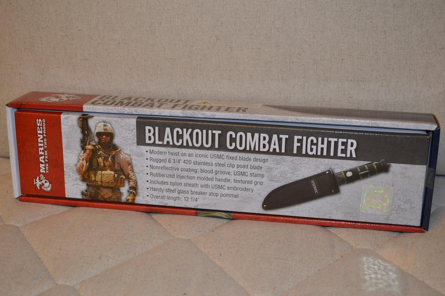 USMC Blackout Combat Fighter Kniv Slida/Förvaring United Cutlery 32/19cm Ny