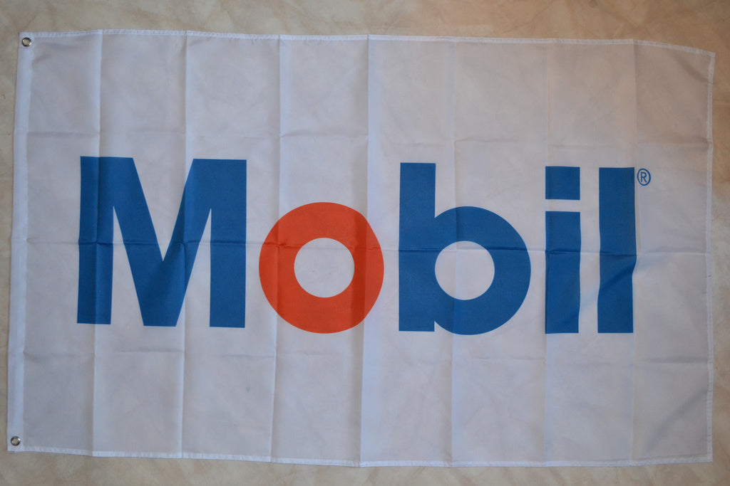 Mobil OIL Vit Olja/Bensin Flagga 90*150cm Ny