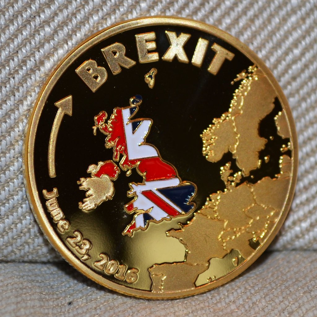 Brexit "Juni 23, 2016" Storbritannien Lämnar EU Mynt Guld Pl