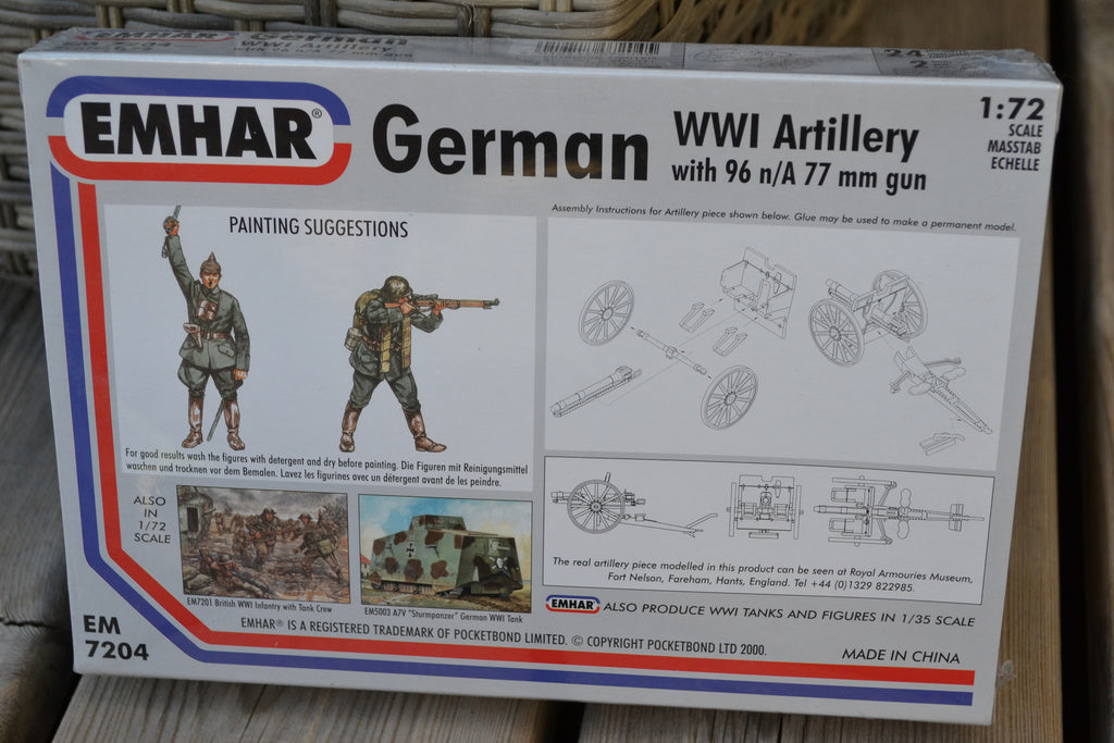 Tyskt Artilleri WWI German Artillery 1:72 Emhar 7204 (Kanon+