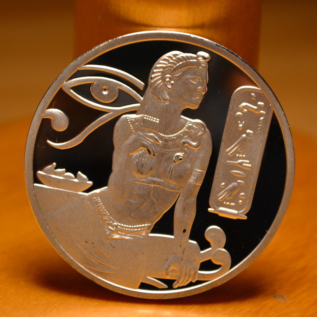 Kleopatra Farao Kung Kejsare Drottningen av Egyptien Mynt Silver Plätering Ny