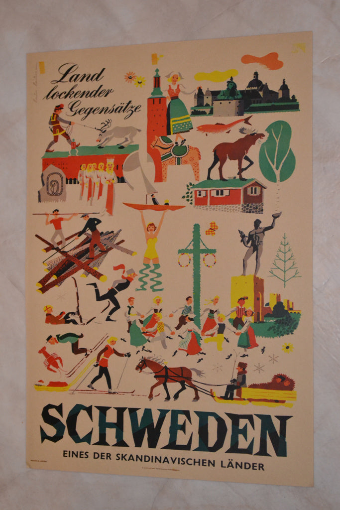 Schweden, Reklam på Tyska för Sverige (Symboler) Poster Affisch 30*42cm Ny