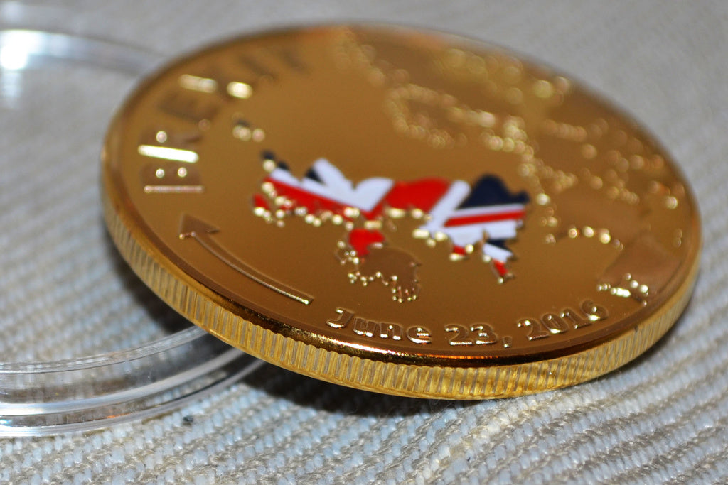 Brexit "Juni 23, 2016" Storbritannien Lämnar EU Mynt Guld Pl
