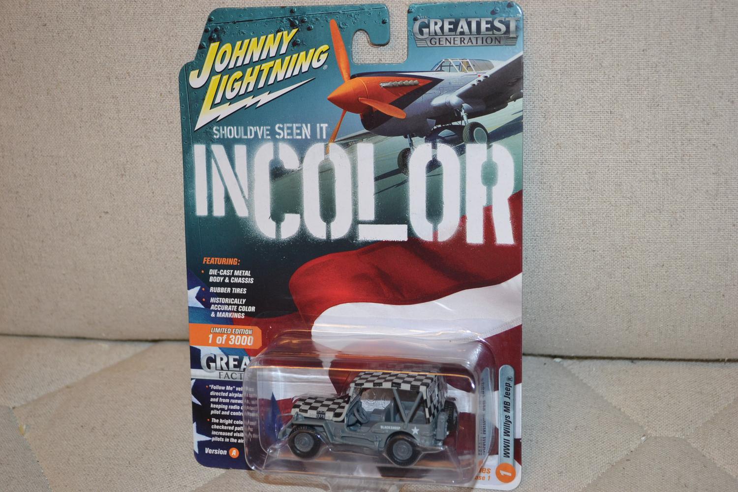 WW2 Willys MB Jeep 1:64 Johnny Lightning (Military 2019-4A) 7cm Ny