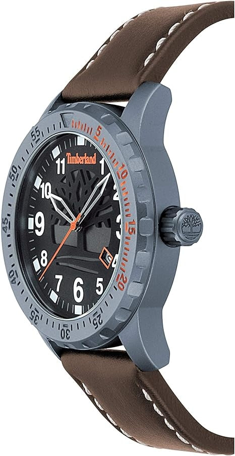 Timberland Grå Metall Läder Armbandsur Klocka 46mm TBL.15473JLU/02 Ny