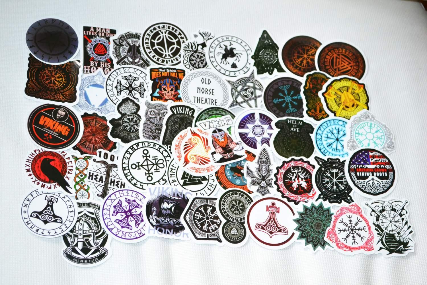 Viking Tors Hammare mm 50st Klistermärken 8-6cm Ny