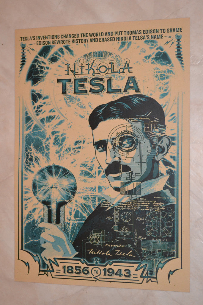 Nikola Tesla 1856-1943 Elektricitet Fysik Poster Affisch 30*42cm Ny