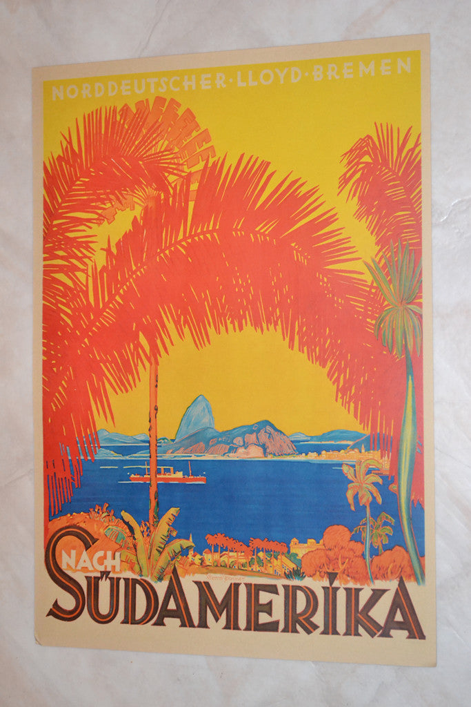 Nach Sudamerika Sydamerika Reklam Tyskland Poster Affisch 30*42cm Ny