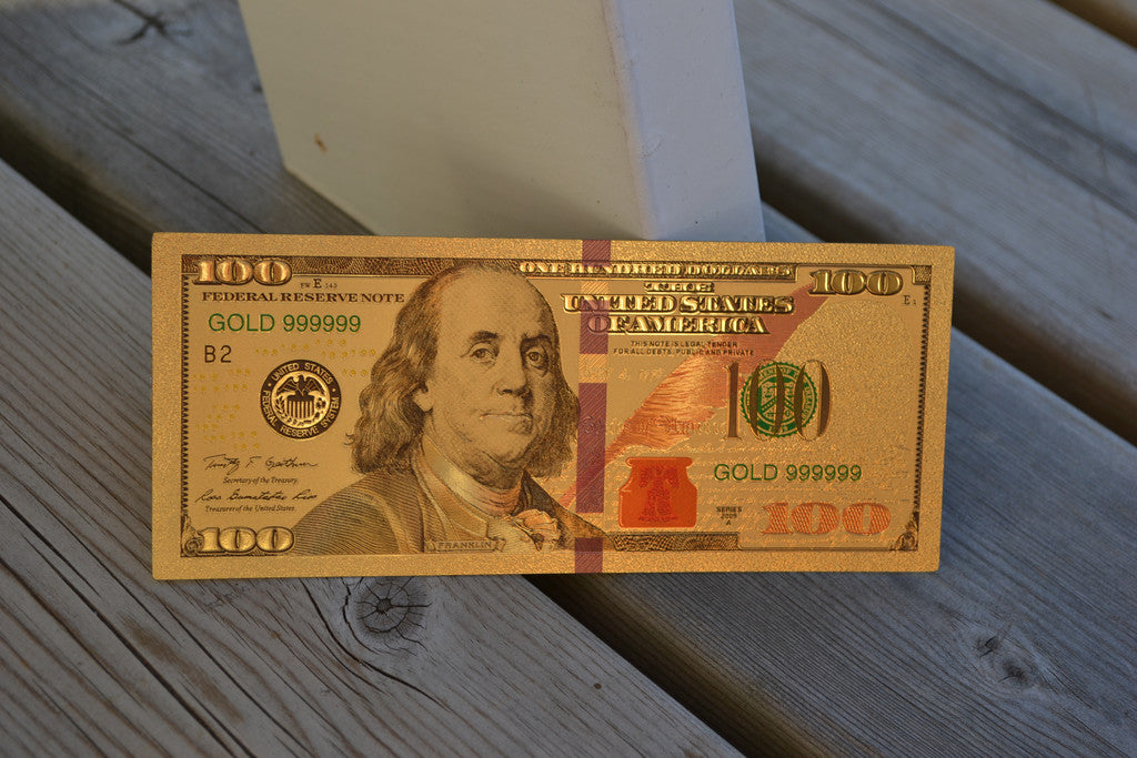 USA 100 Dollar Sedel Benjamin Franklin (Souvenir) Guld Pläte