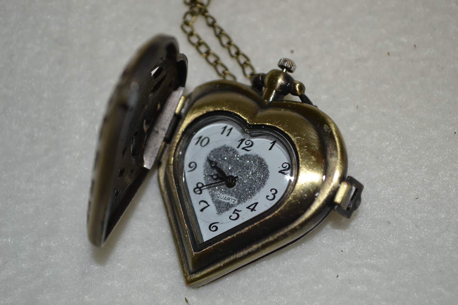 Fickur Hjärta Brons Mellan Fickur (Quartz) Halsband Ny