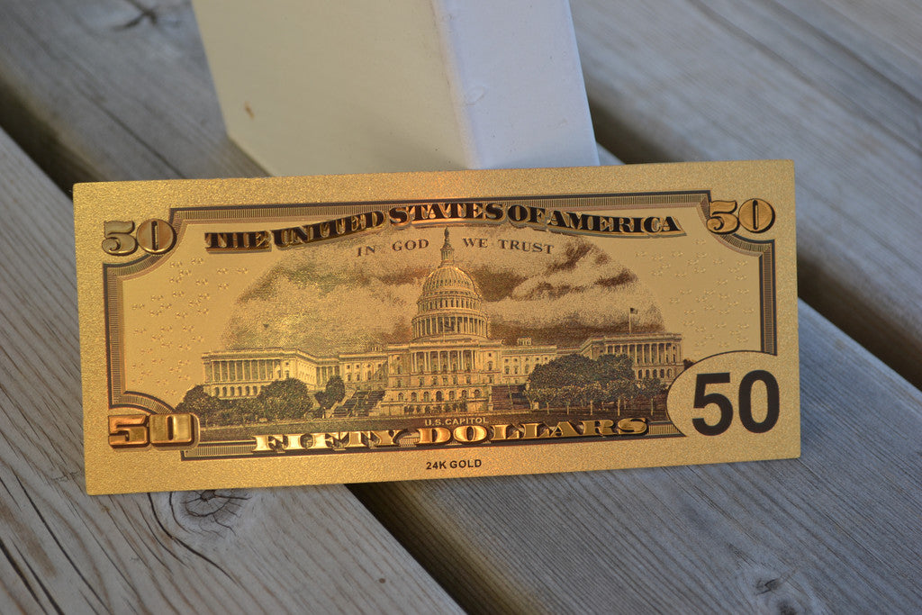 USA 50 Dollar Sedel Ulysses S. Grant (Souvenir) Guld Pläteri