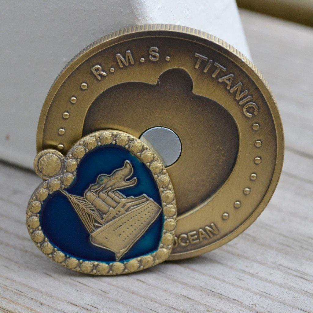 Heart of the Ocean, Blått Hjärta Titanic Mynt USA Brons 45mm Magnet Ny